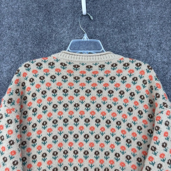 Retro Style Beige Floral Grandma Cardigan Colorful Cozy Women’s XL Cottagecore - Picture 4 of 10